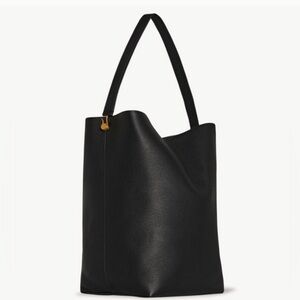 The Row Medium Hook N/S Tote – Black Calfskin Leather